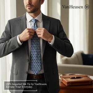 Van Heusen 100% Imported Silk Tie with Geometric Pattern